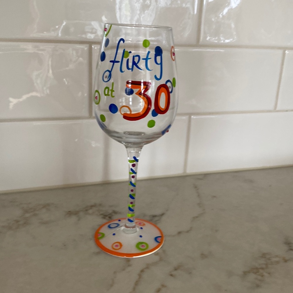 30th Birthday Handpainted Wine Glass